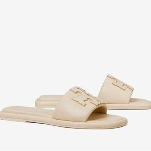 TORY BURCH DOUBLE T SPORT SLIDE CREAM